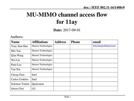 MU-MIMO channel access flow for 11ay