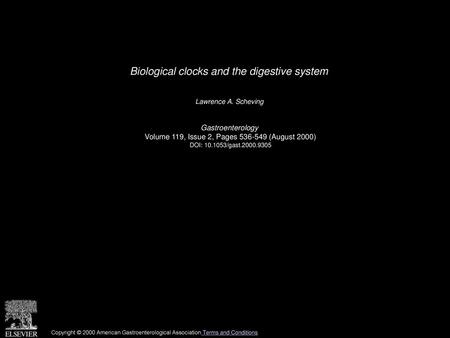 Biological clocks and the digestive system