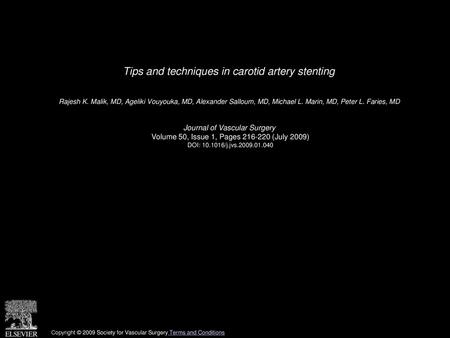 Tips and techniques in carotid artery stenting