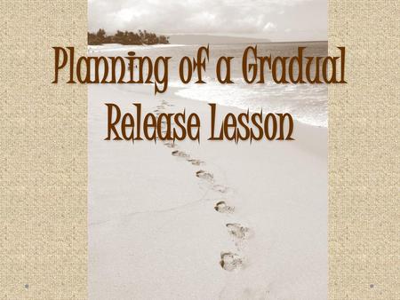 Planning of a Gradual Release Lesson