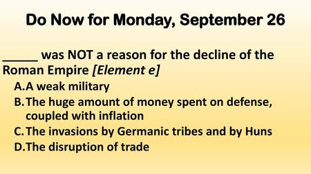 Do Now for Monday, September 26