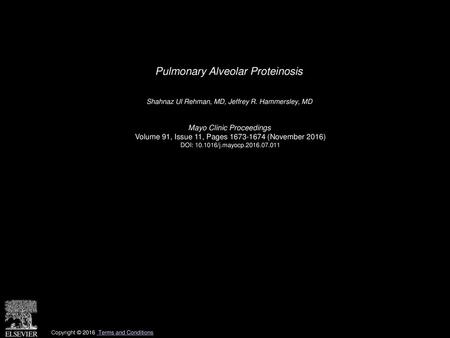 Pulmonary Alveolar Proteinosis