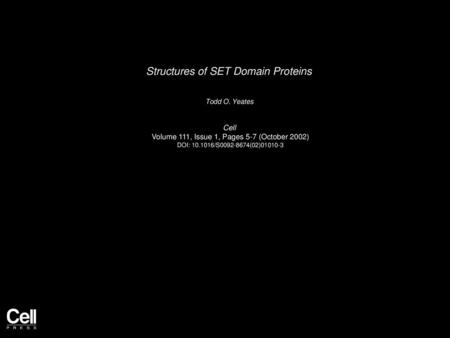 Structures of SET Domain Proteins