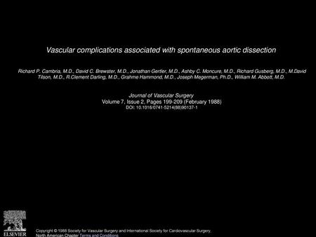 Vascular complications associated with spontaneous aortic dissection