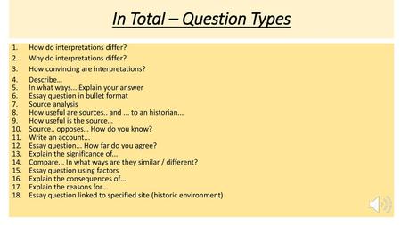 In Total – Question Types