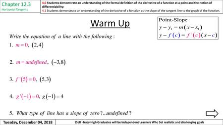 Warm Up Chapter 12.3 Tuesday, December 04, 2018