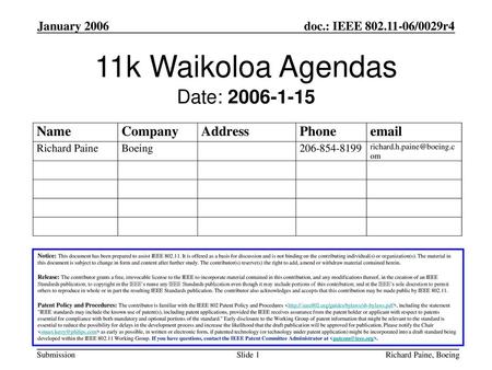 11k Waikoloa Agendas Date: