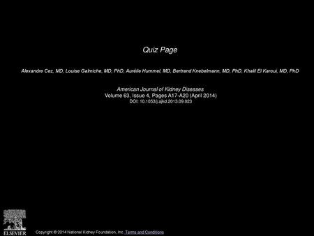 Quiz Page American Journal of Kidney Diseases