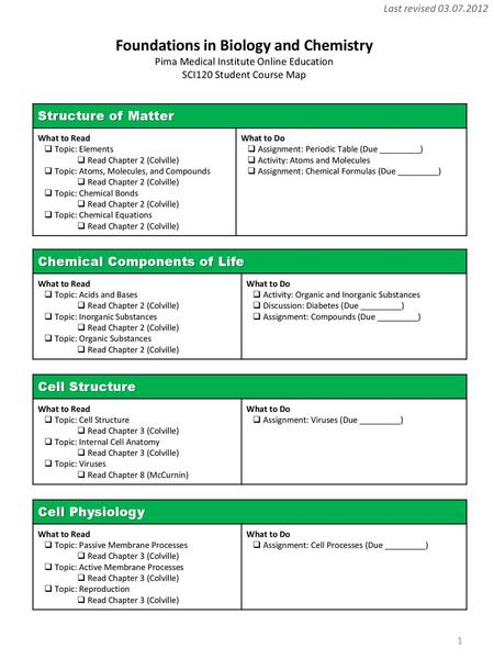 Foundations in Biology and Chemistry