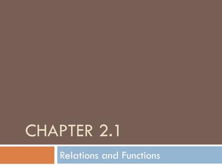 Relations and Functions