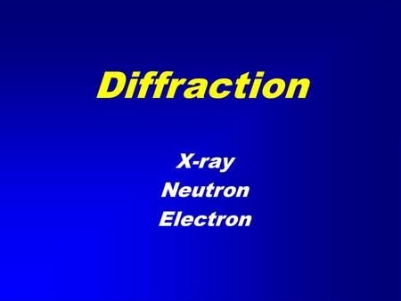 X-ray Neutron Electron