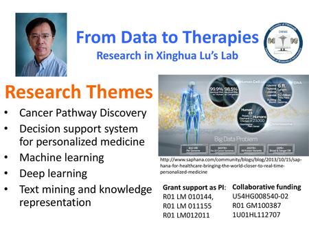 From Data to Therapies Research in Xinghua Lu’s Lab