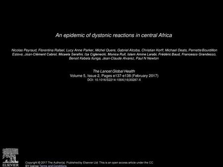 An epidemic of dystonic reactions in central Africa