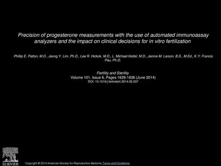 Precision of progesterone measurements with the use of automated immunoassay analyzers and the impact on clinical decisions for in vitro fertilization 