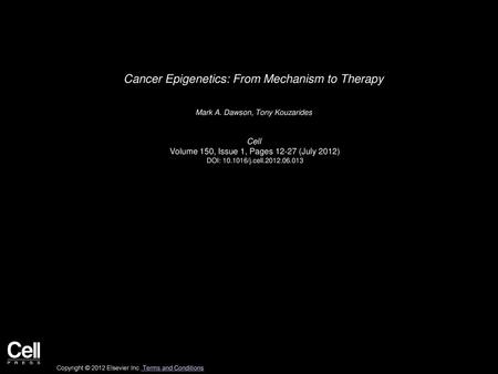 Cancer Epigenetics: From Mechanism to Therapy