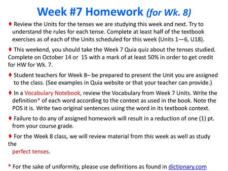 Week #7 Homework (for Wk. 8)