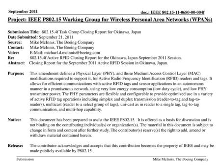 Submission Title: f Task Group Closing Report for Okinawa, Japan