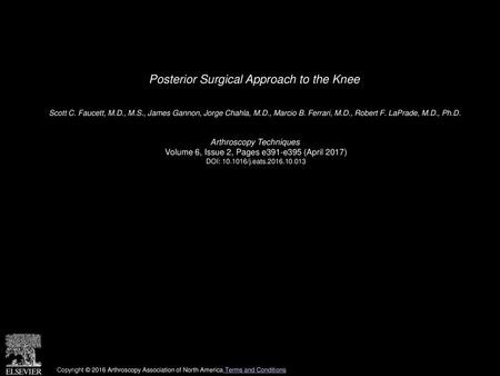 Posterior Surgical Approach to the Knee