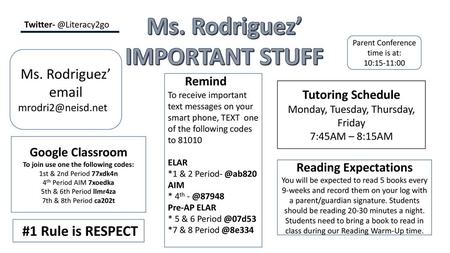 Google Classroom To join use one the following codes: