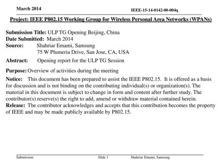 Submission Title: ULP TG Opening Beijing, China