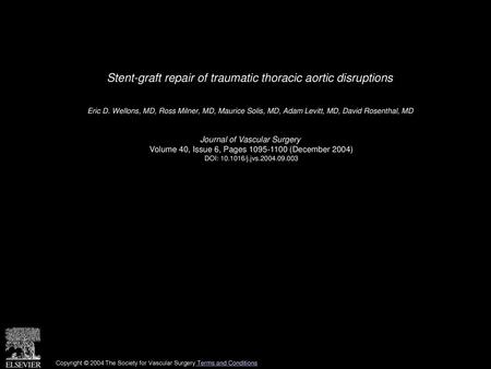 Stent-graft repair of traumatic thoracic aortic disruptions