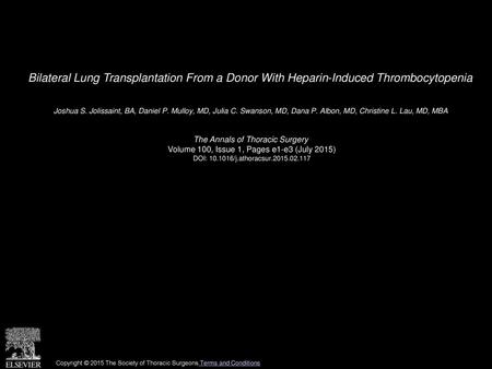 Joshua S. Jolissaint, BA, Daniel P. Mulloy, MD, Julia C