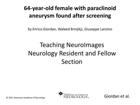 Teaching NeuroImages Neurology Resident and Fellow Section