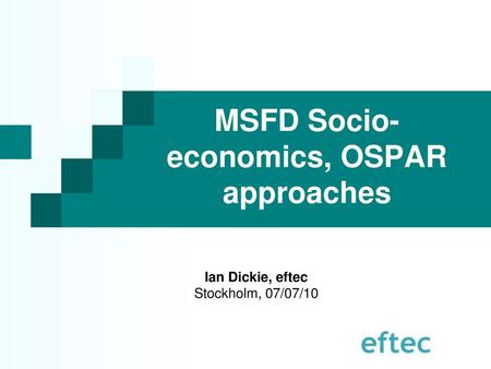 MSFD Socio-economics, OSPAR approaches