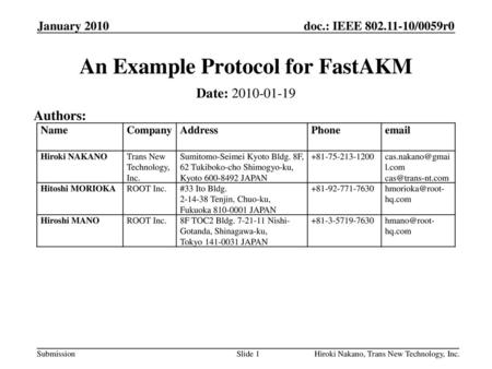 An Example Protocol for FastAKM