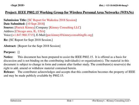 <month year> doc.: IEEE < e> <Sept 2018>