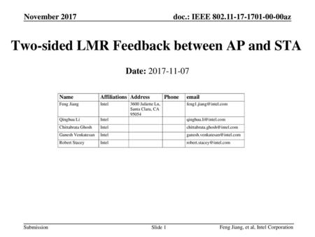 Two-sided LMR Feedback between AP and STA