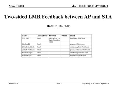 Two-sided LMR Feedback between AP and STA