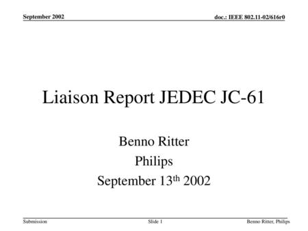 Liaison Report JEDEC JC-61