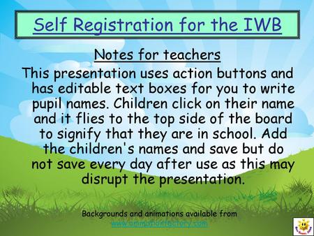 Self Registration for the IWB