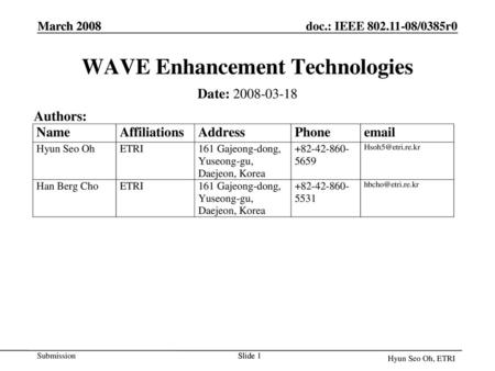 WAVE Enhancement Technologies