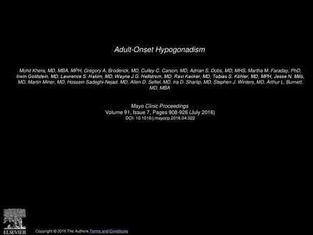 Adult-Onset Hypogonadism