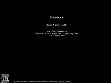 Sarcoidosis Mayo Clinic Proceedings