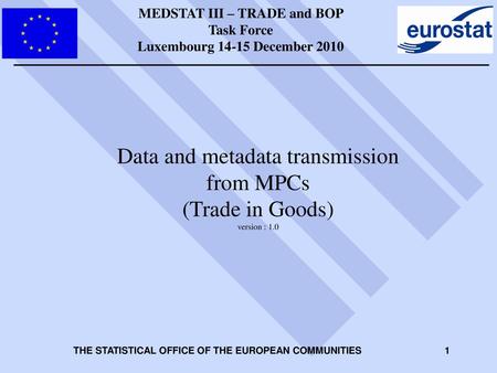 MEDSTAT III – TRADE and BOP Task Force Luxembourg December 2010