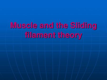 Muscle and the Sliding filament theory