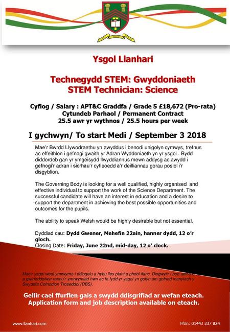 Ysgol Llanhari Technegydd STEM: Gwyddoniaeth STEM Technician: Science