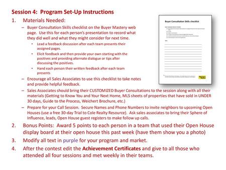 Session 4: Program Set-Up Instructions