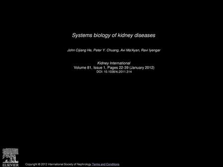 Systems biology of kidney diseases