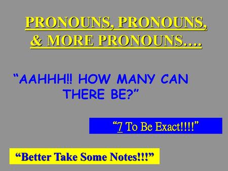 PRONOUNS, PRONOUNS, & MORE PRONOUNS….