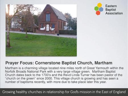 Prayer Focus: Cornerstone Baptist Church, Martham