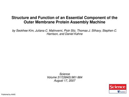 by Seokhee Kim, Juliana C. Malinverni, Piotr Sliz, Thomas J