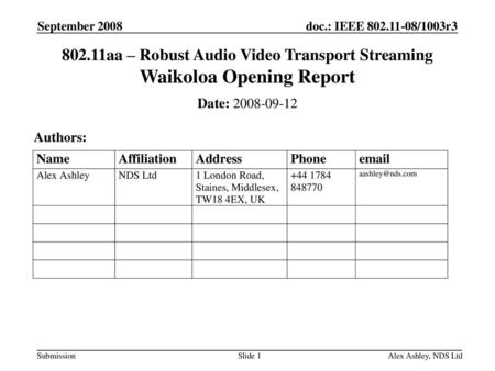 September 2008 doc.: IEEE /1003r0 September 2008