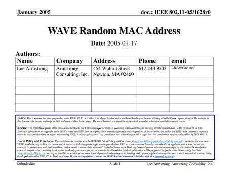 WAVE Random MAC Address