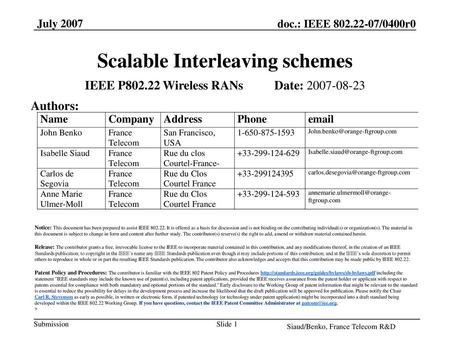 Scalable Interleaving schemes