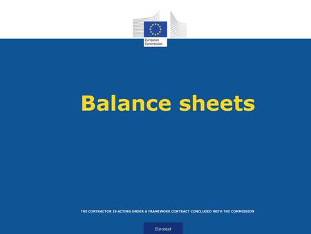 Balance sheets THE CONTRACTOR IS ACTING UNDER A FRAMEWORK CONTRACT CONCLUDED WITH THE COMMISSION.