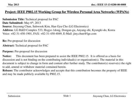 Submission Title: Technical proposal for PAC